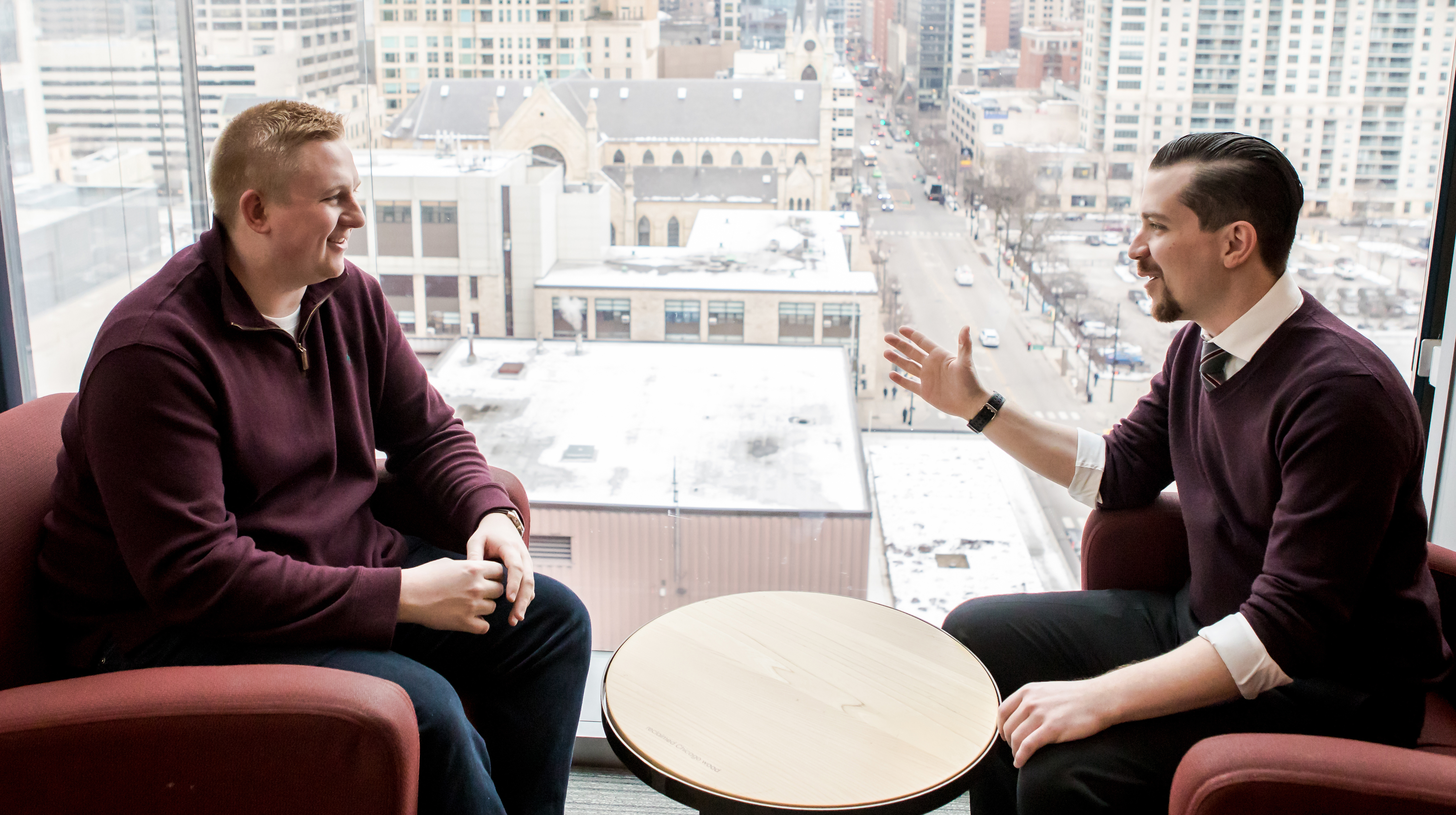 Q mentorship program mentor and mentee talking together Q mentorship program mentor and mentee talking together